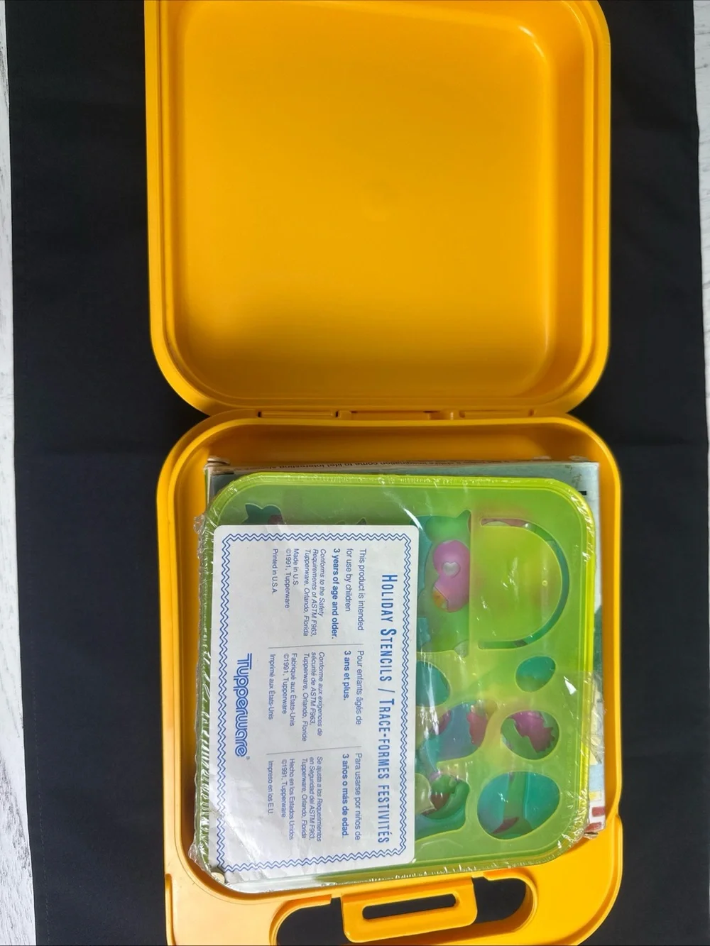 Tupperware Yellow Alphabet Tracing Case with Stencil Sets